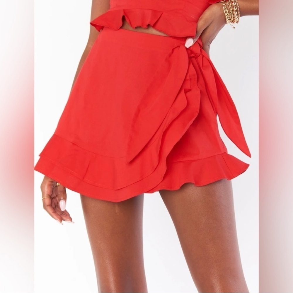 Show Me Your Mumu Revolve Liza Ruffle Skirt in Red